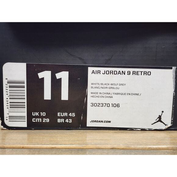 Nike Air Jordan 9 Retro Barons 2014 Men’s Size 11 White Black 302370-106 main image 5